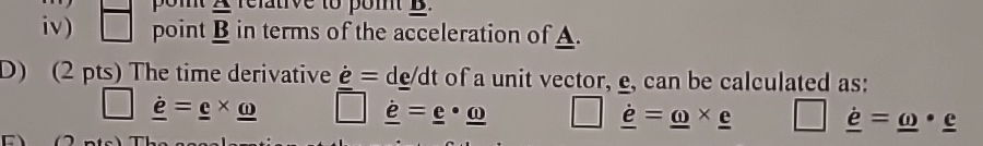 iv ) point B ? in terms of the acceleration of A