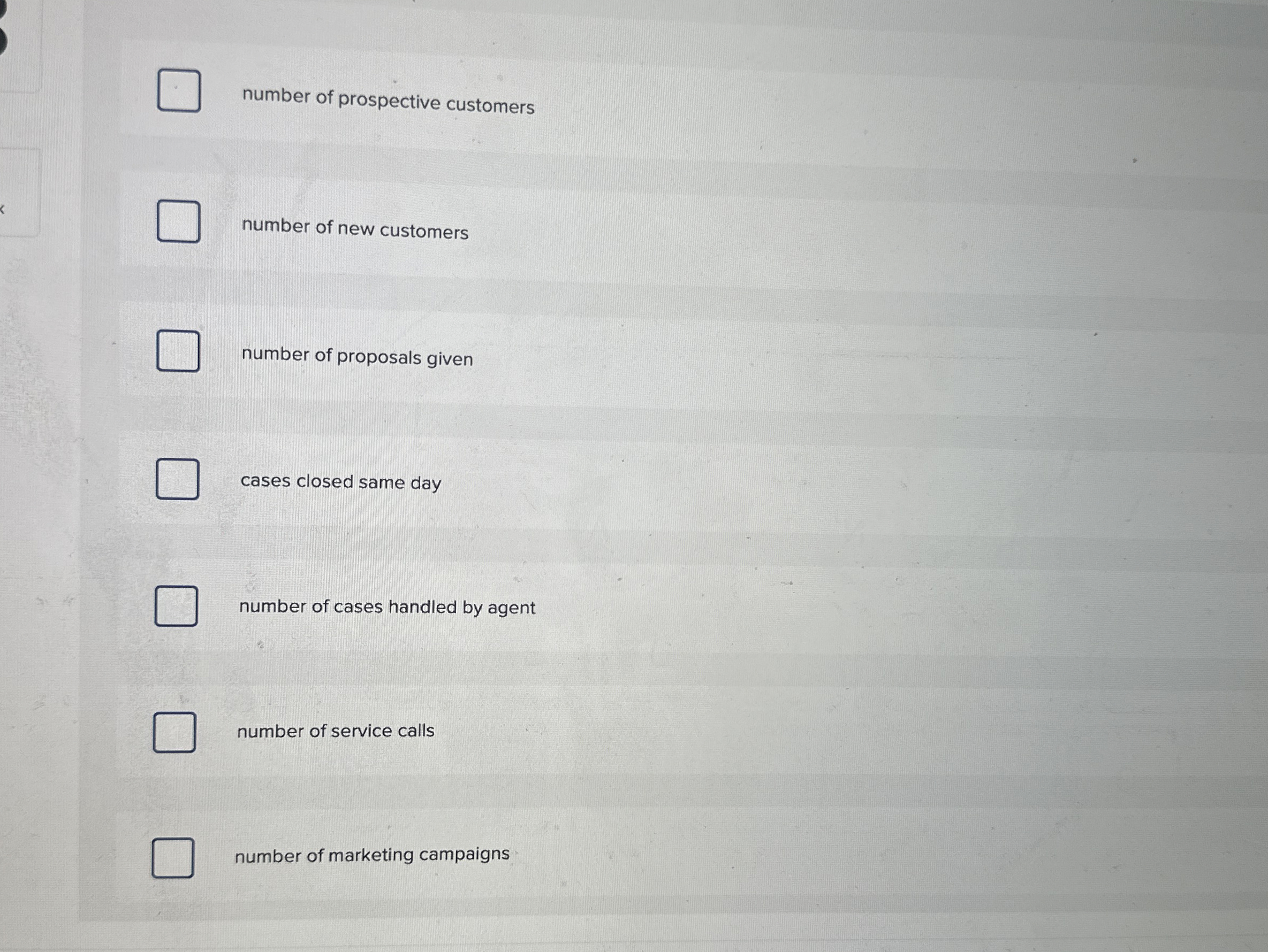 number of prospective customers number of new