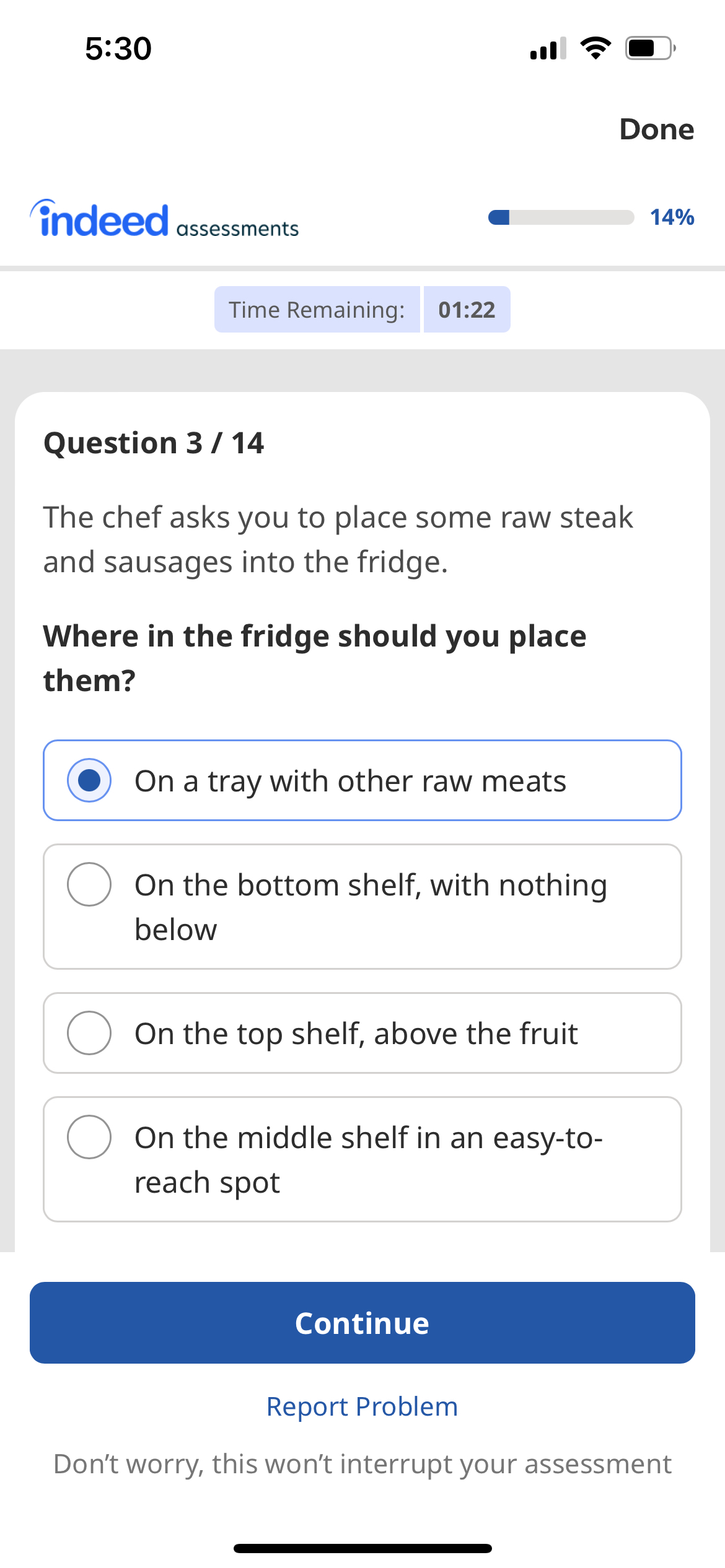5 : 3 0 Done indeed assessnents 1 4 % Time