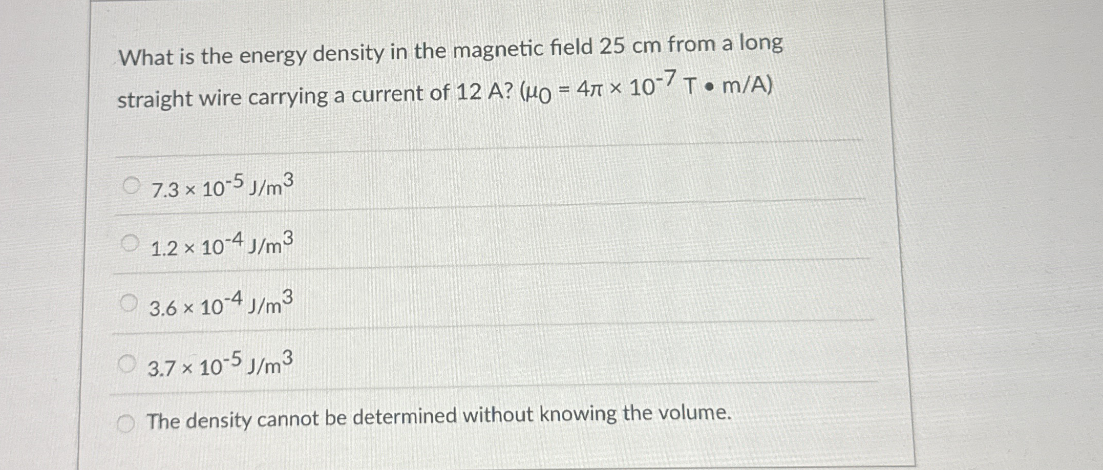 What is the energy density in the magnetic field