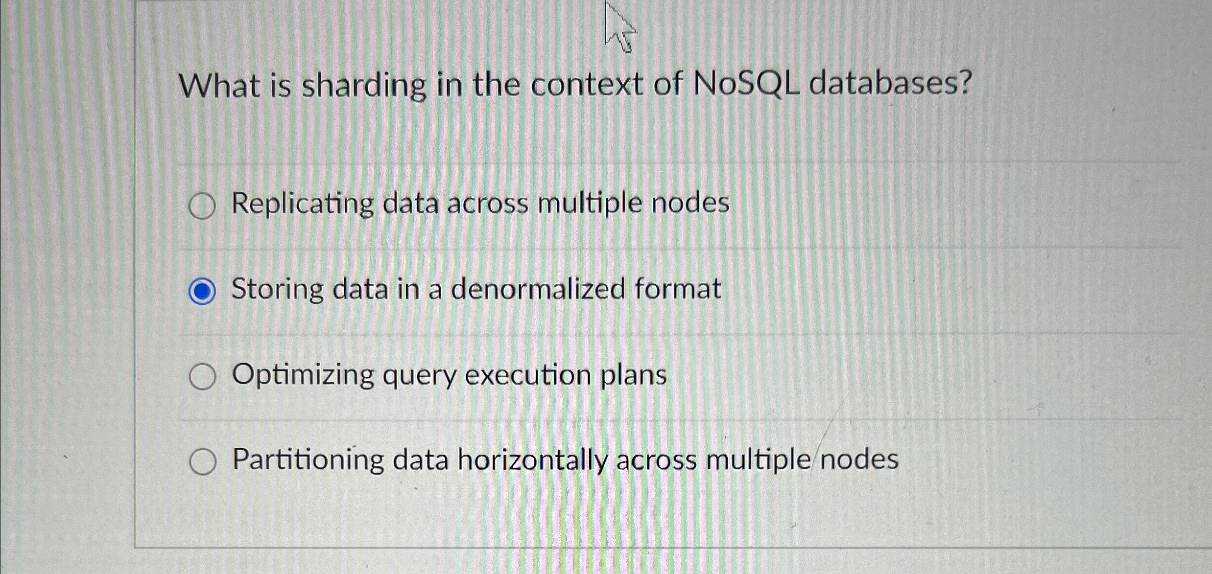 What is sharding in the context of NoSQL