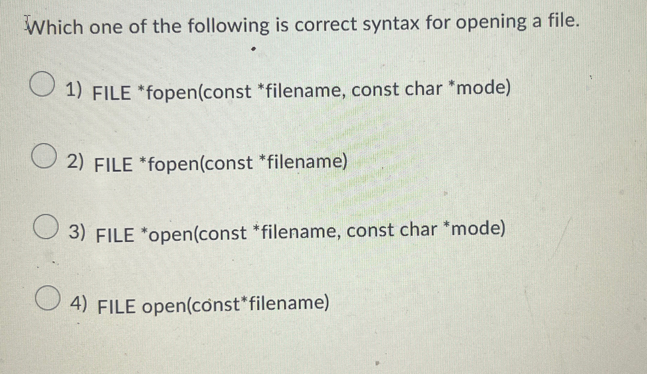 Which one of the following is correct syntax for