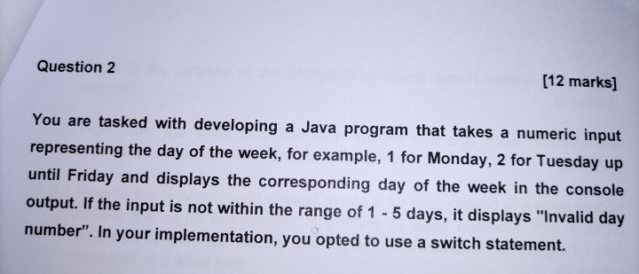 Question 2 [ 1 2 marks ] You are tasked with