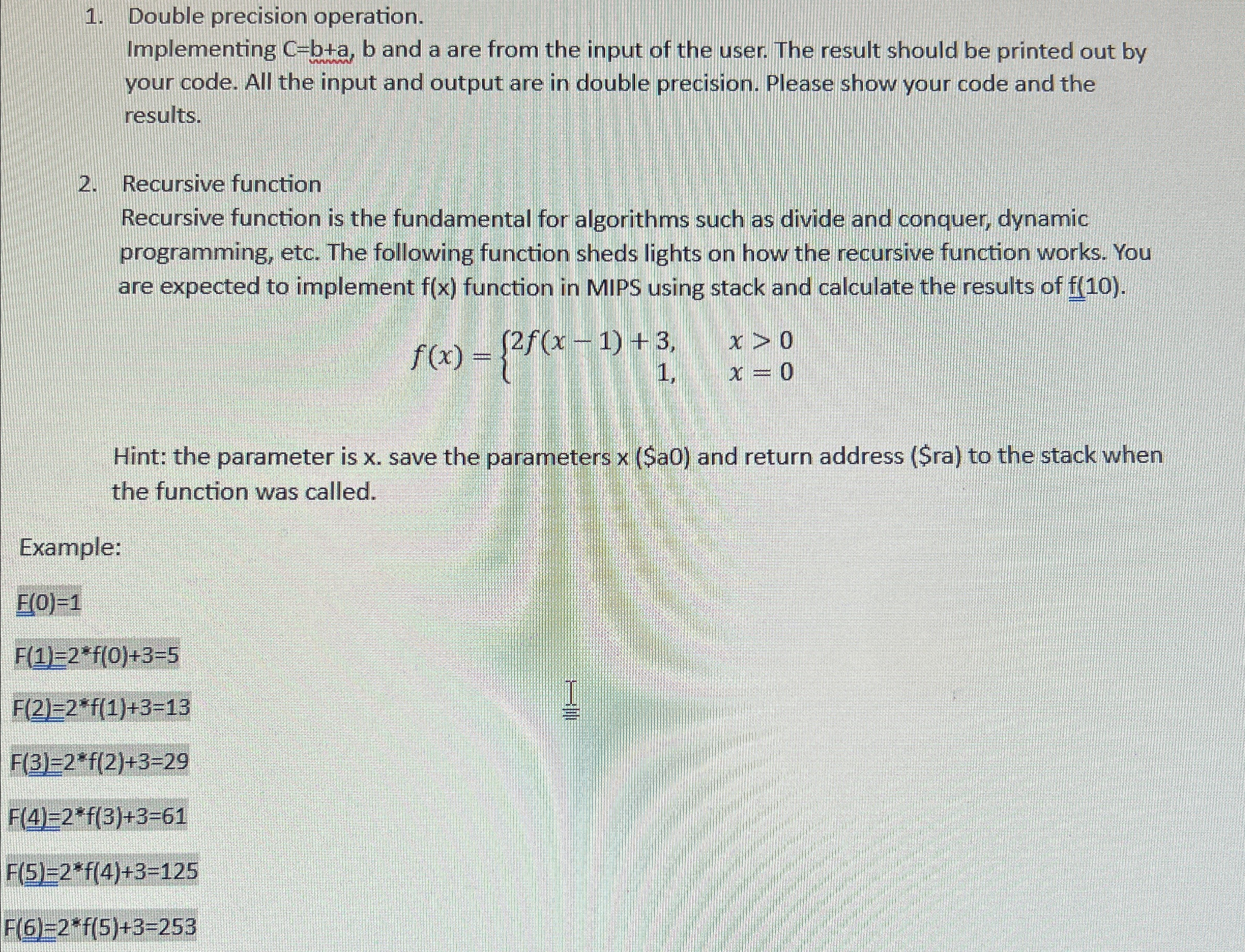Double precision operation. Implementing C = b +