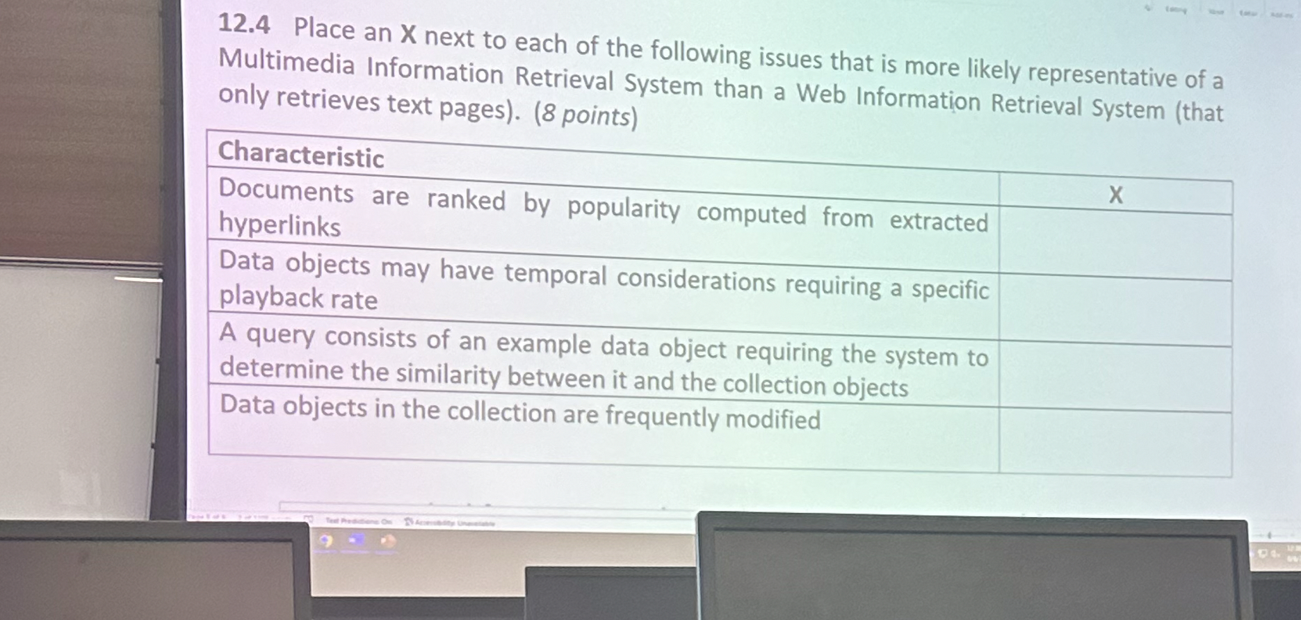 1 2 . 4 Place an X next to each of the following