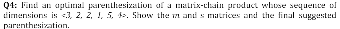Q 4 : Find an optimal parenthesization of a