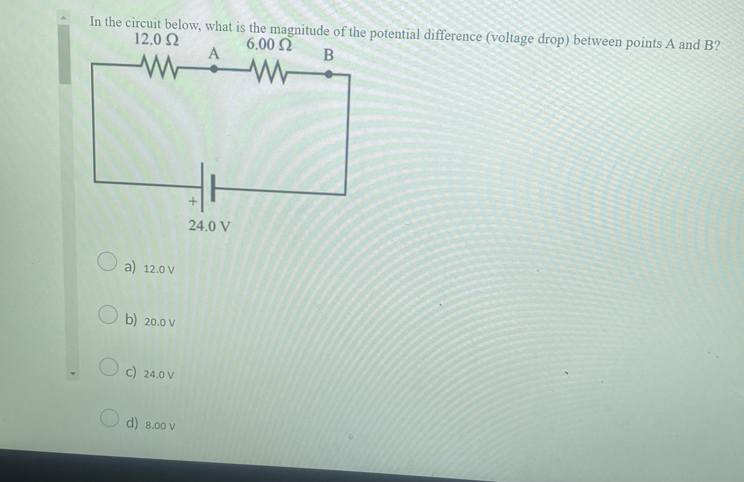 In the circuit below, what is the magnitude of