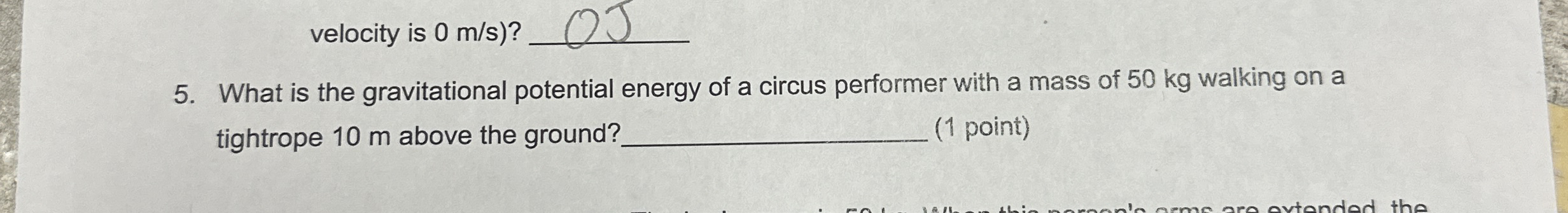 5 . What is the gravitational potential energy of