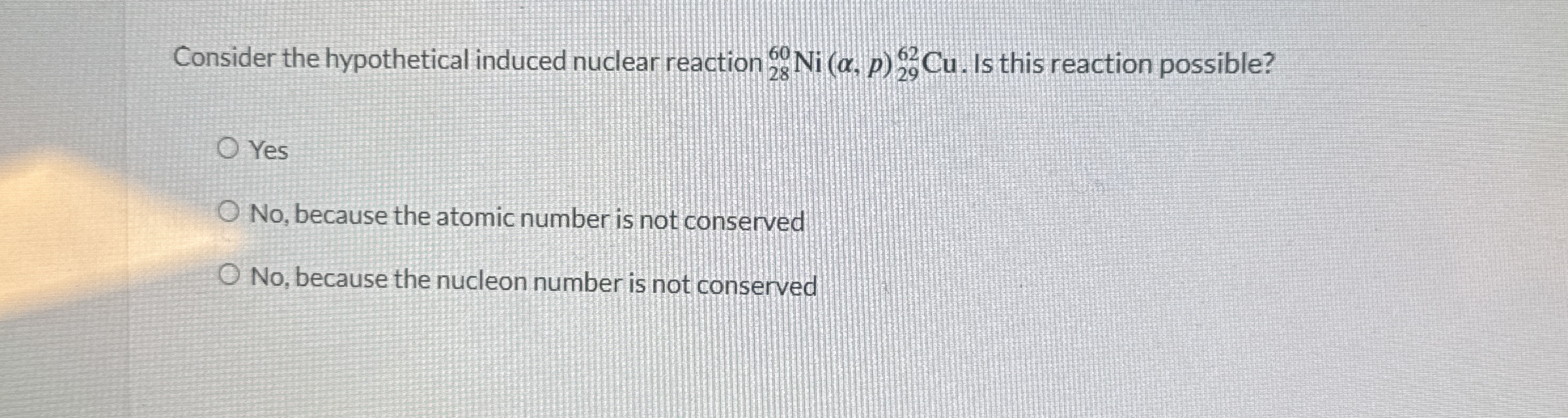 Consider the hypothetical induced nuclear