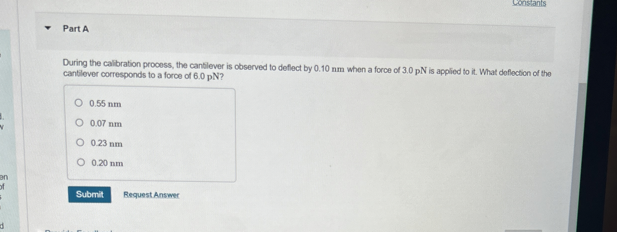 Constants Part A During the calibration process,