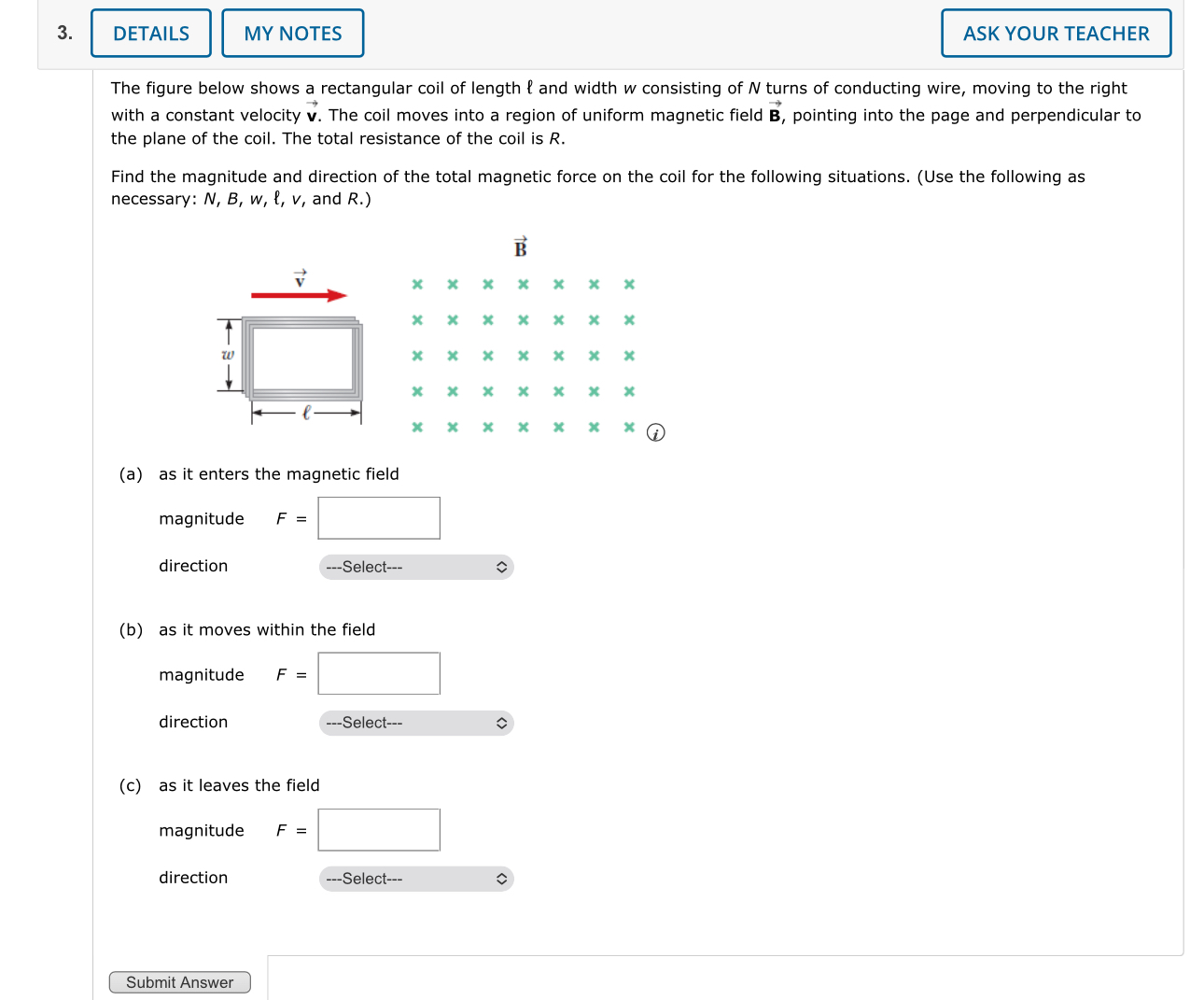 The figure below shows a rectangular coil of