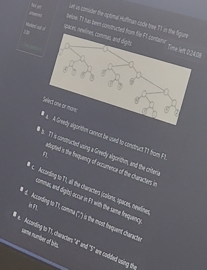 Let us consider the optimal Huffman code tree T 1
