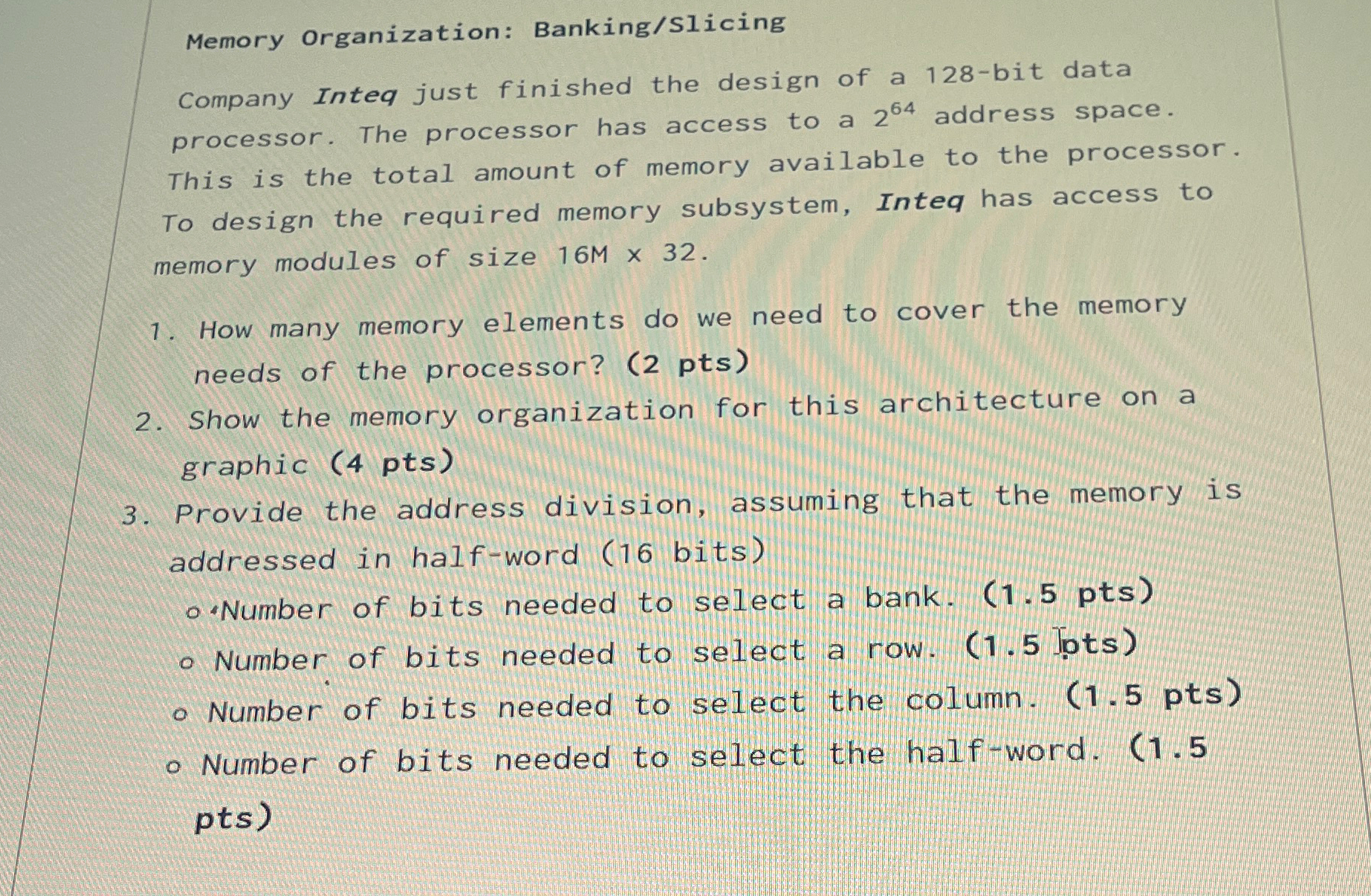 Memory Organization: Banking / Slicing Company