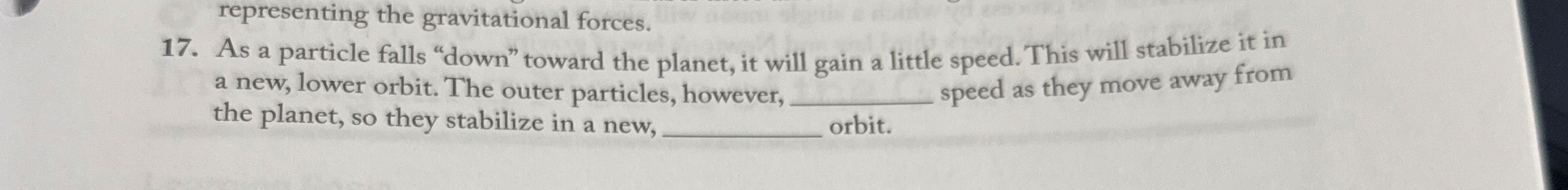 As a particle falls "down" toward the planet, it