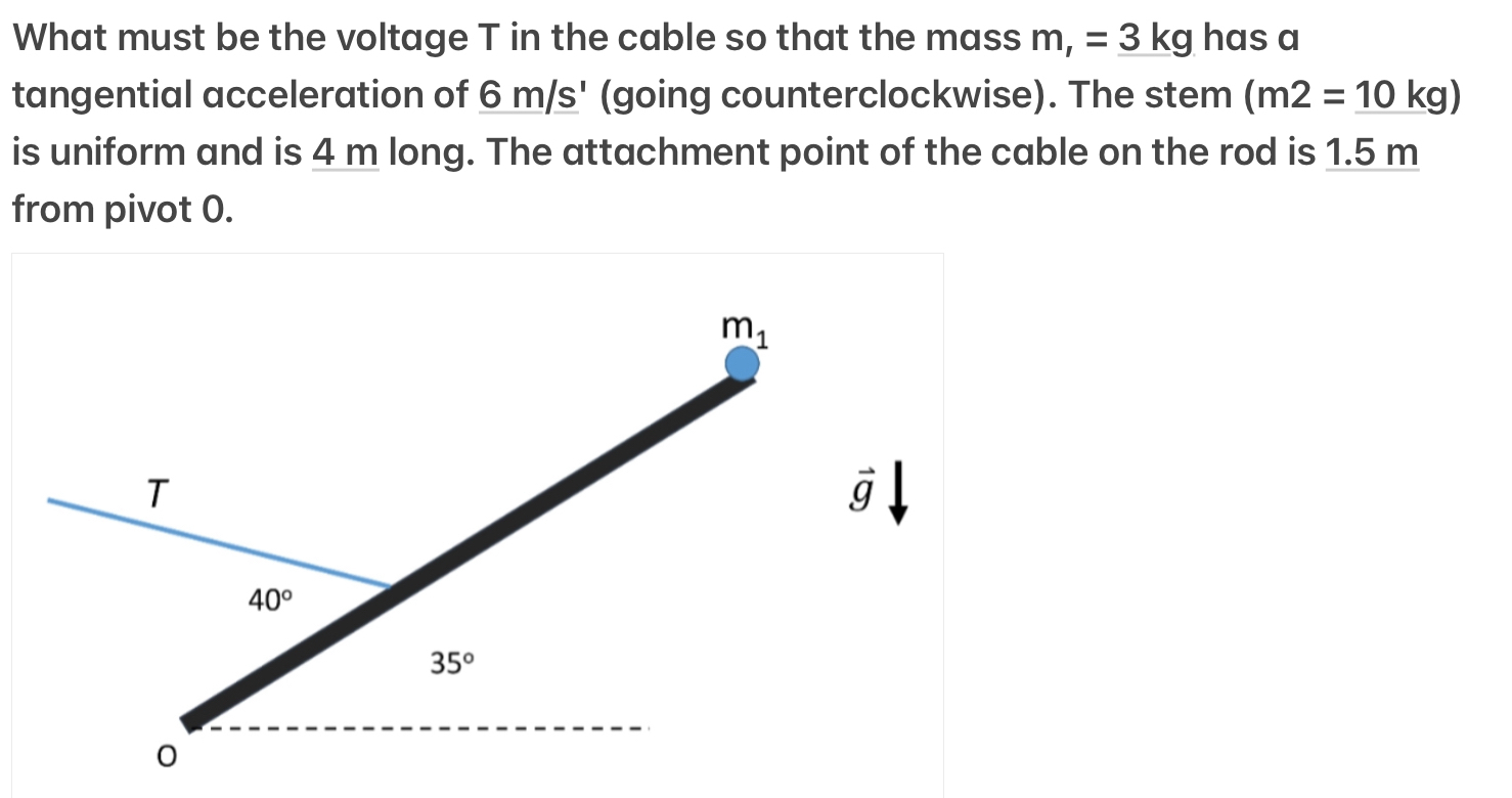 What must be the voltage T in the cable so that