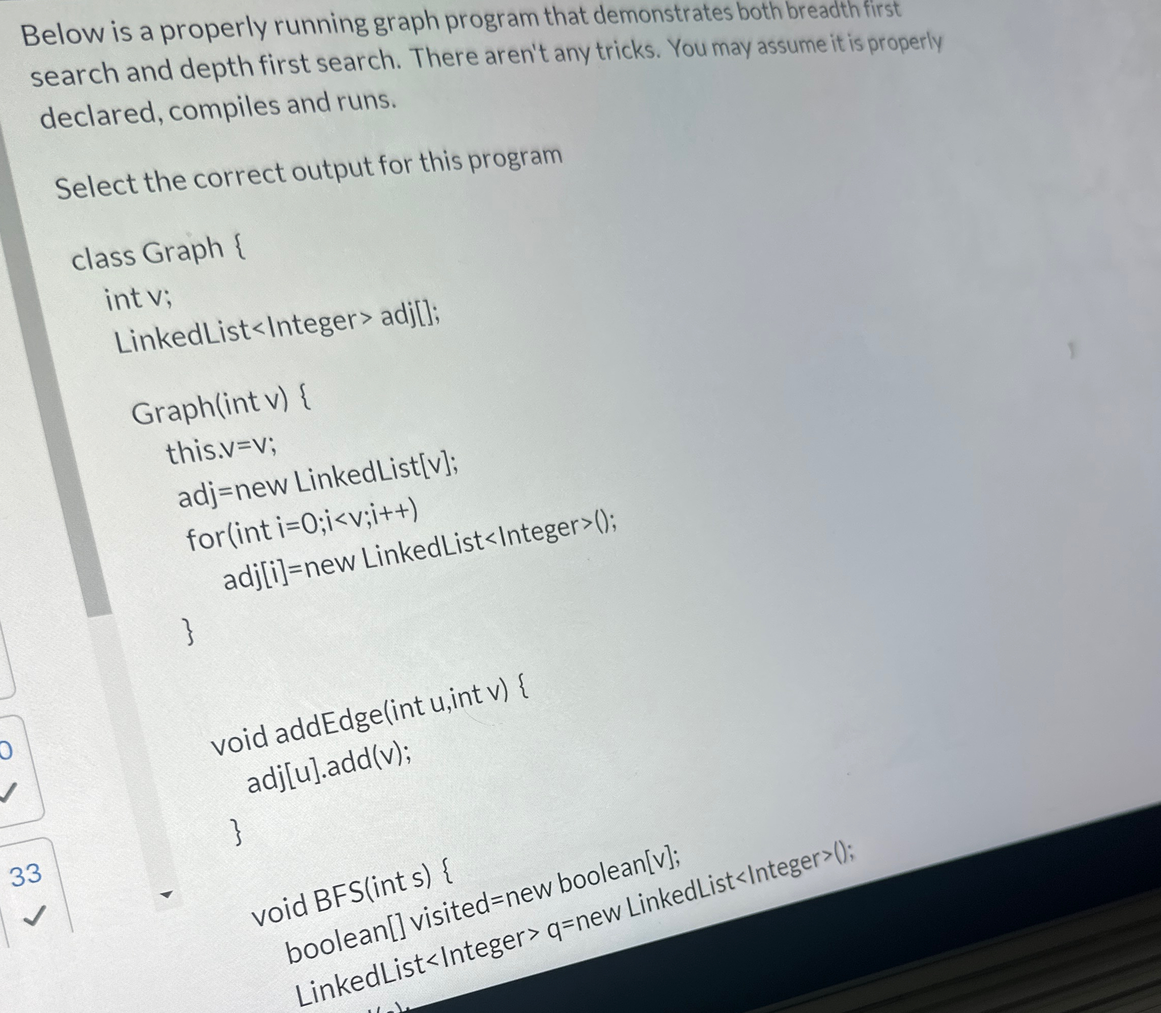 Below is a properly running graph program that