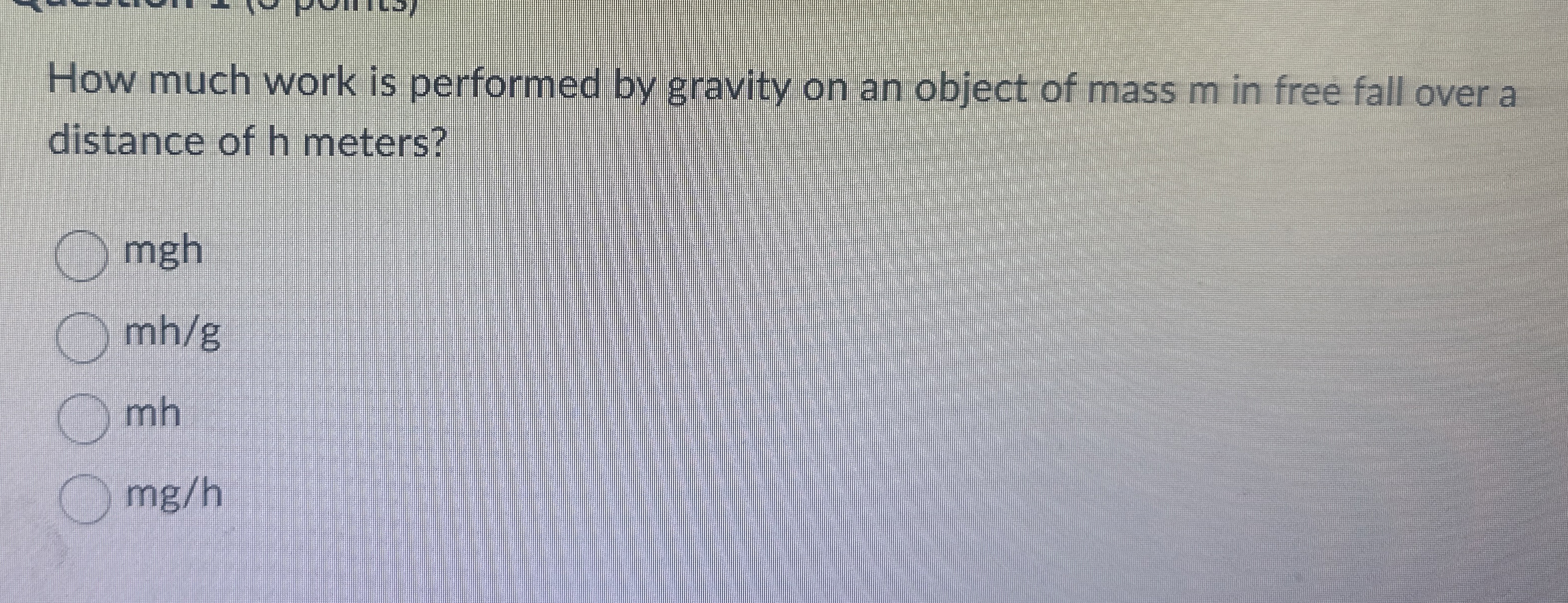 How much work is performed by gravity on an