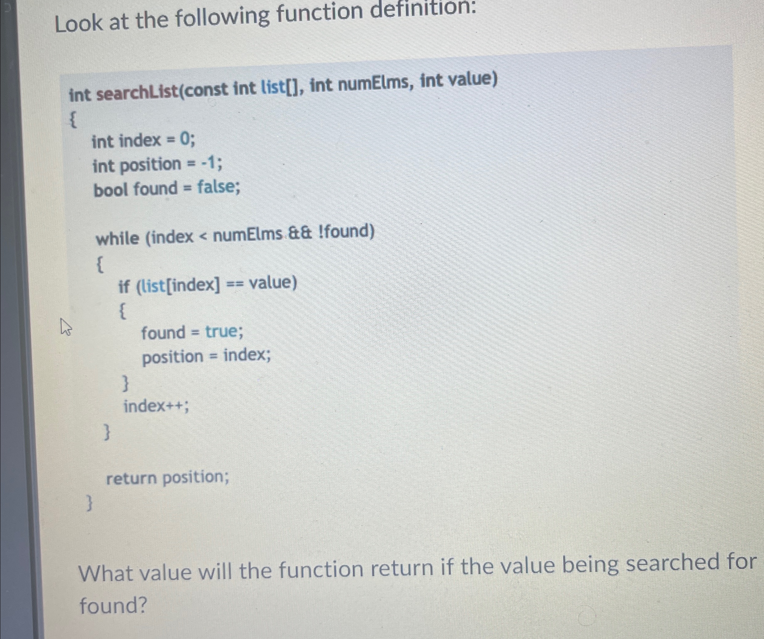 Look at the following function definition:What