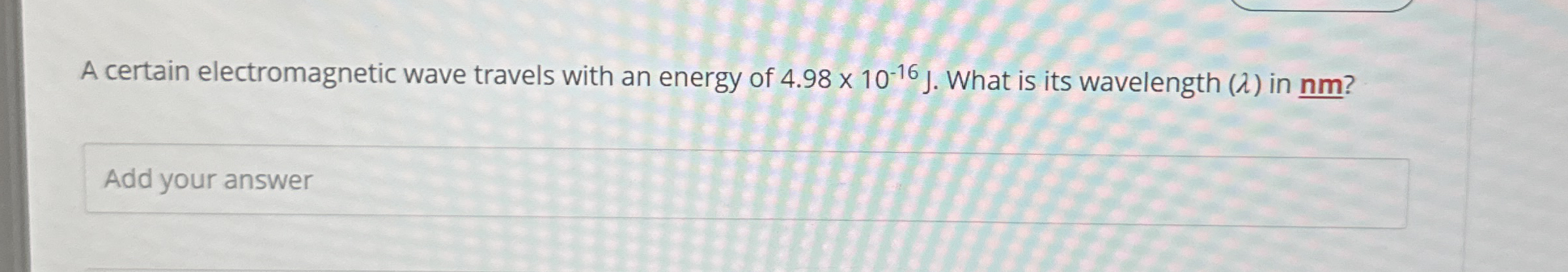 A certain electromagnetic wave travels with an