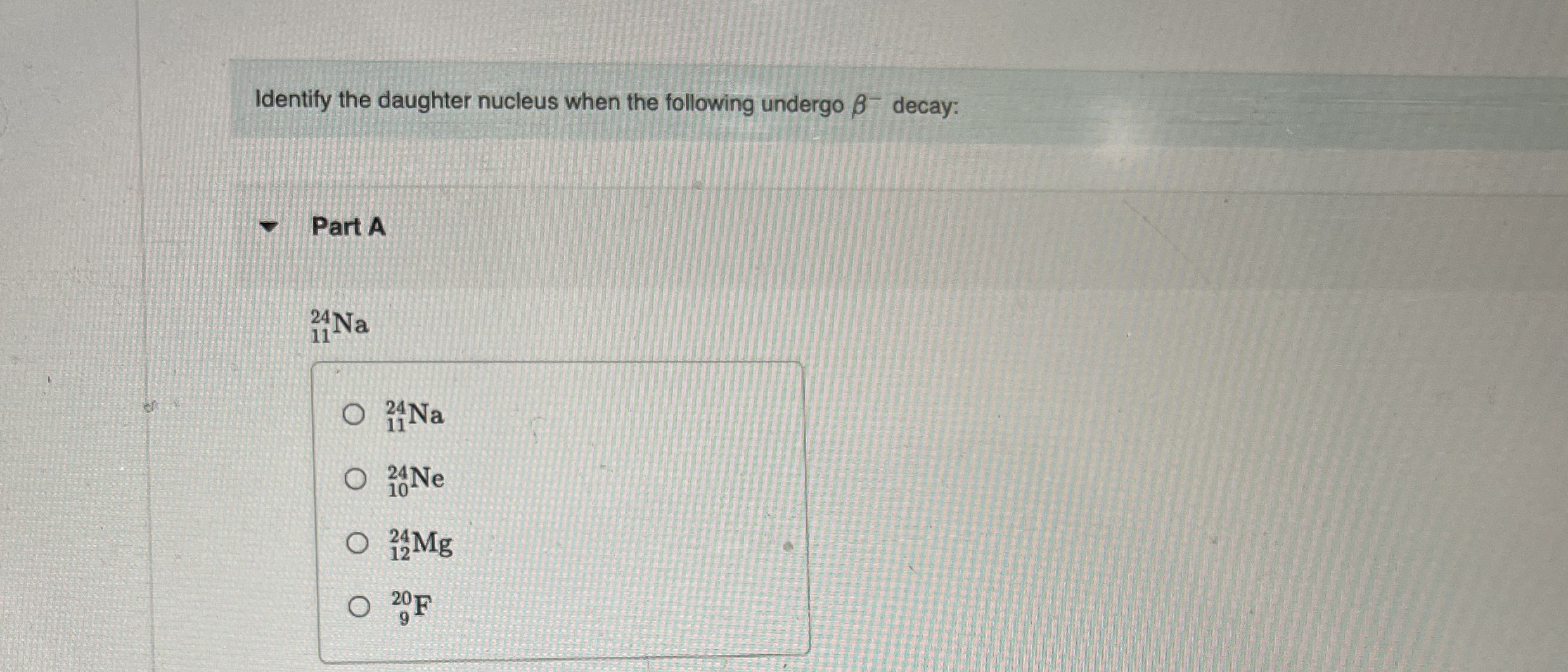 Identify the daughter nucleus when the following