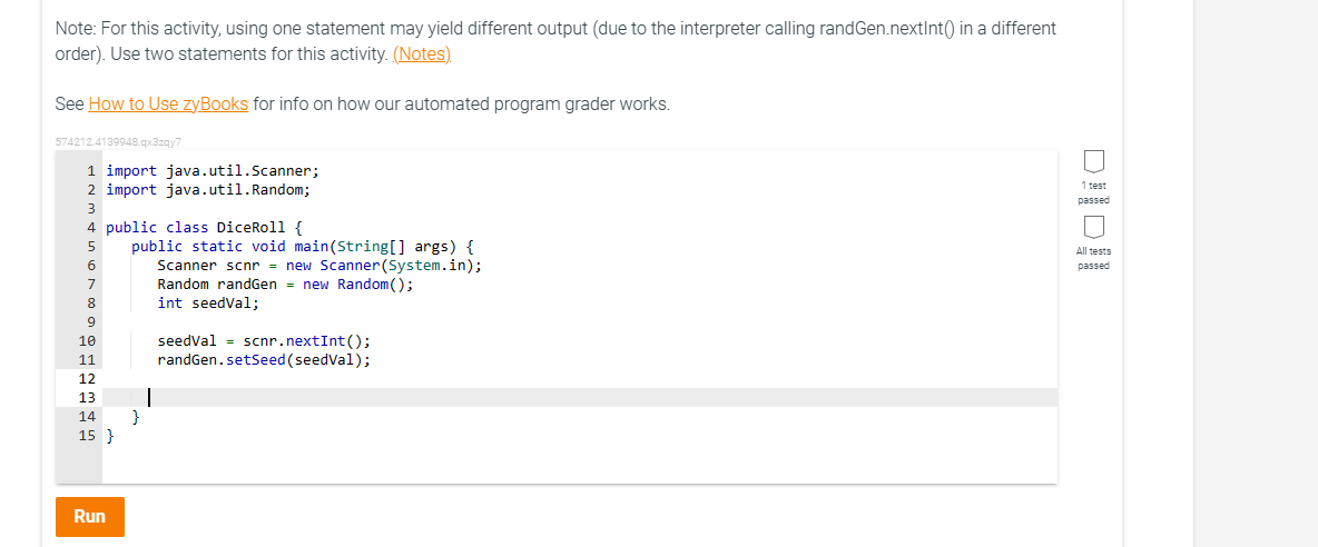 Note: For this activity, using one statement may