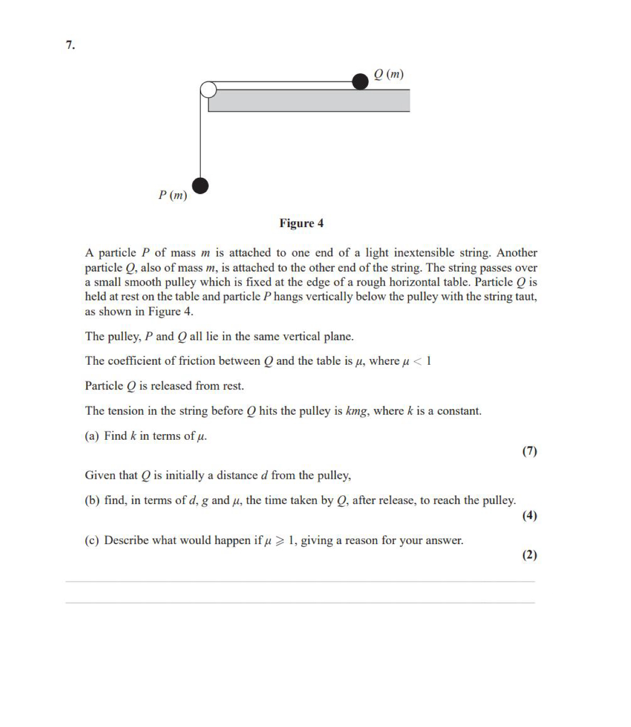 Figure 4 A particle P of mass m is attached to