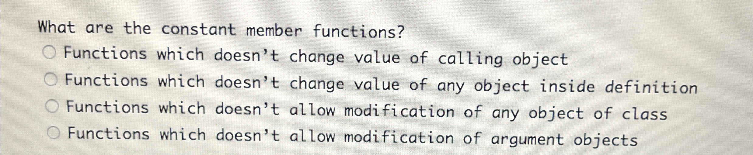 What are the constant member functions? Functions