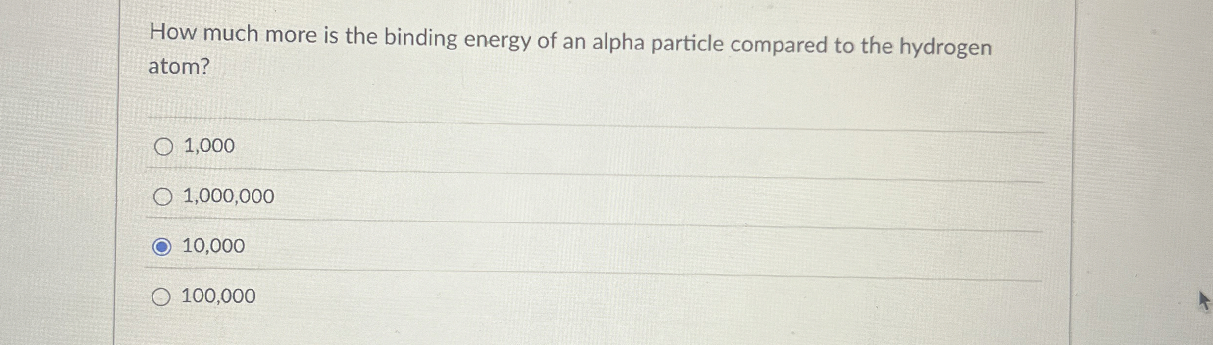 How much more is the binding energy of an alpha