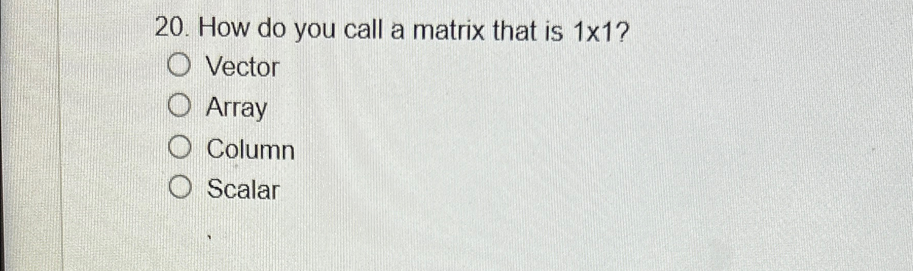 How do you call a matrix that is 1 1 ? Vector