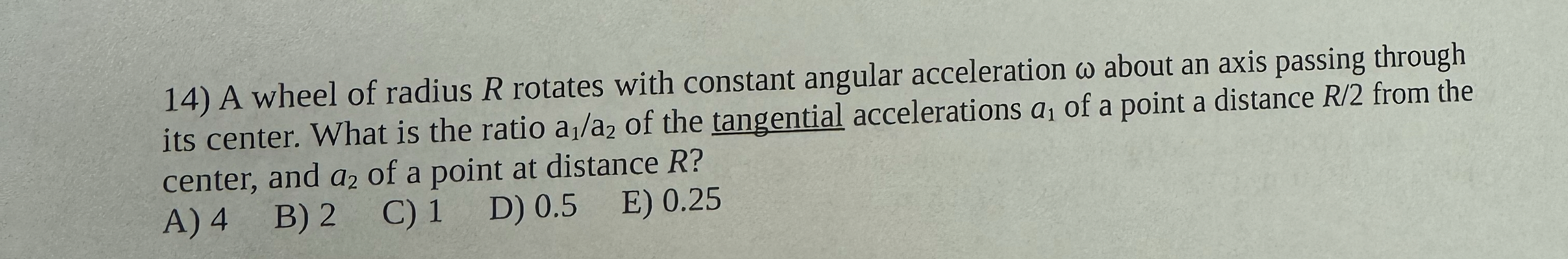 A wheel of radius R rotates with constant angular