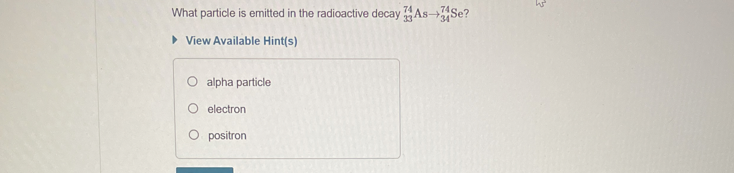 What particle is emitted in the radioactive decay