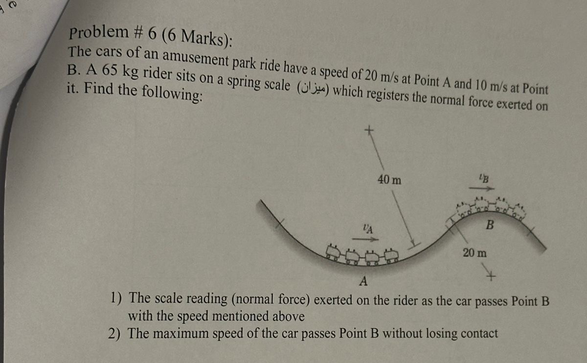 Problem # 6 ( 6 Marks ) : The cars of an