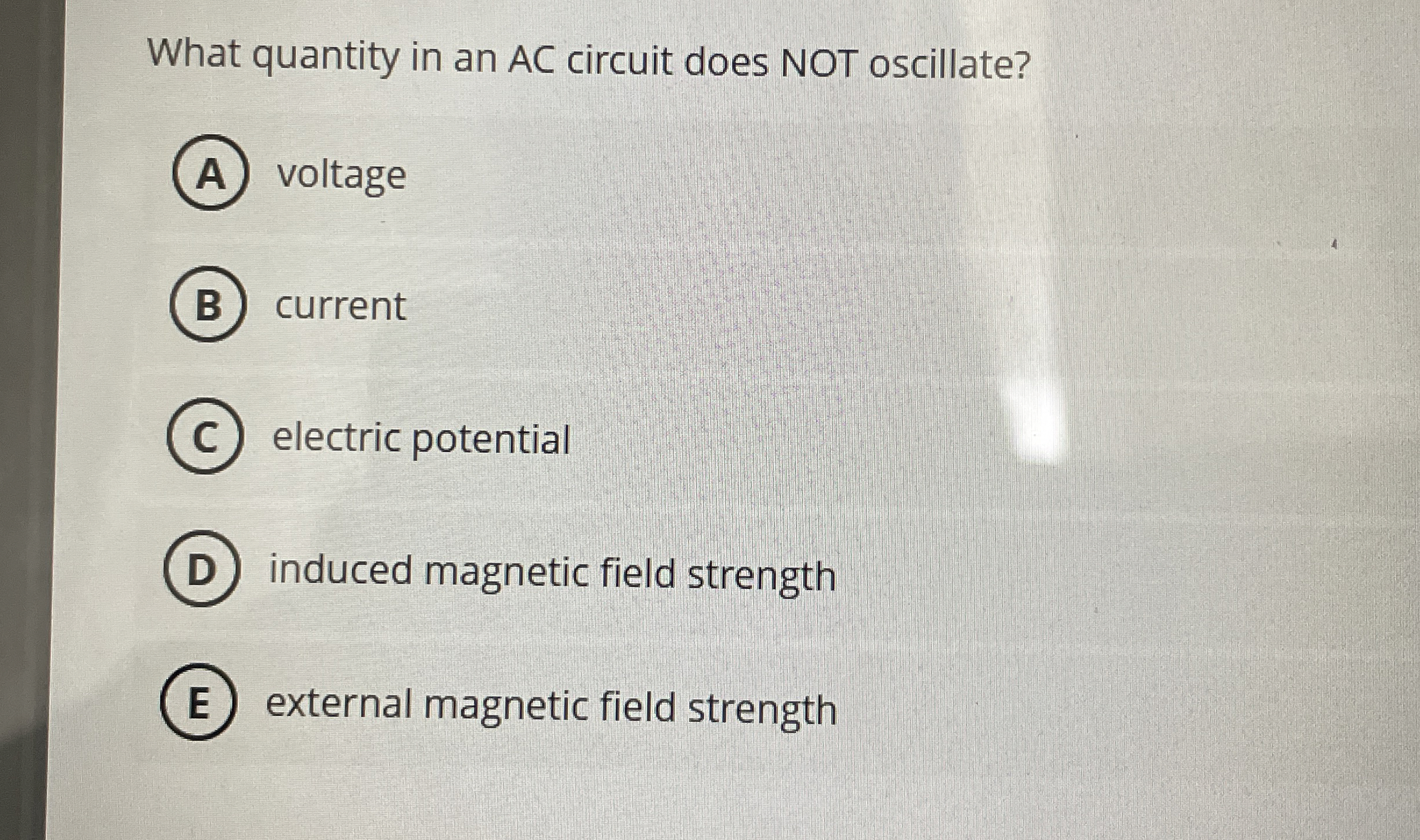 What quantity in an AC circuit does NOT
