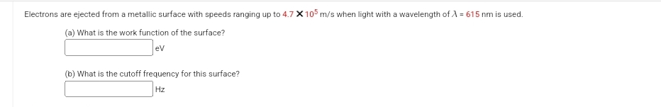 Electrons are ejected from a metallic surface