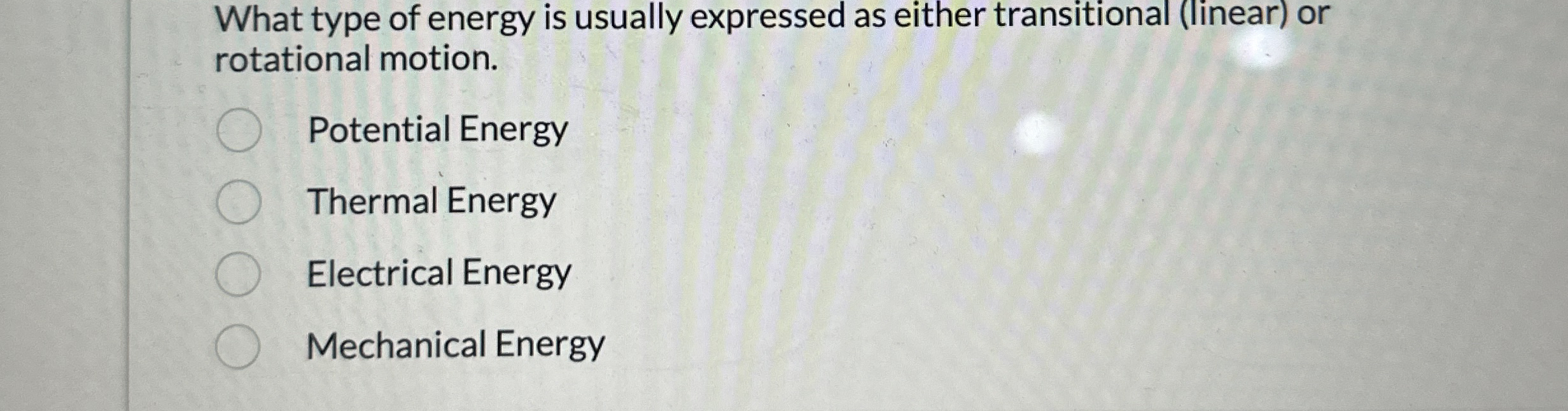 What type of energy is usually expressed as