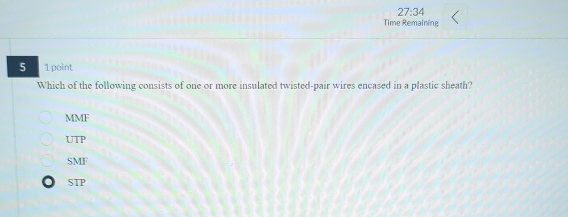 2 7 : 3 4 Time Remaining 5 1 point Which of the