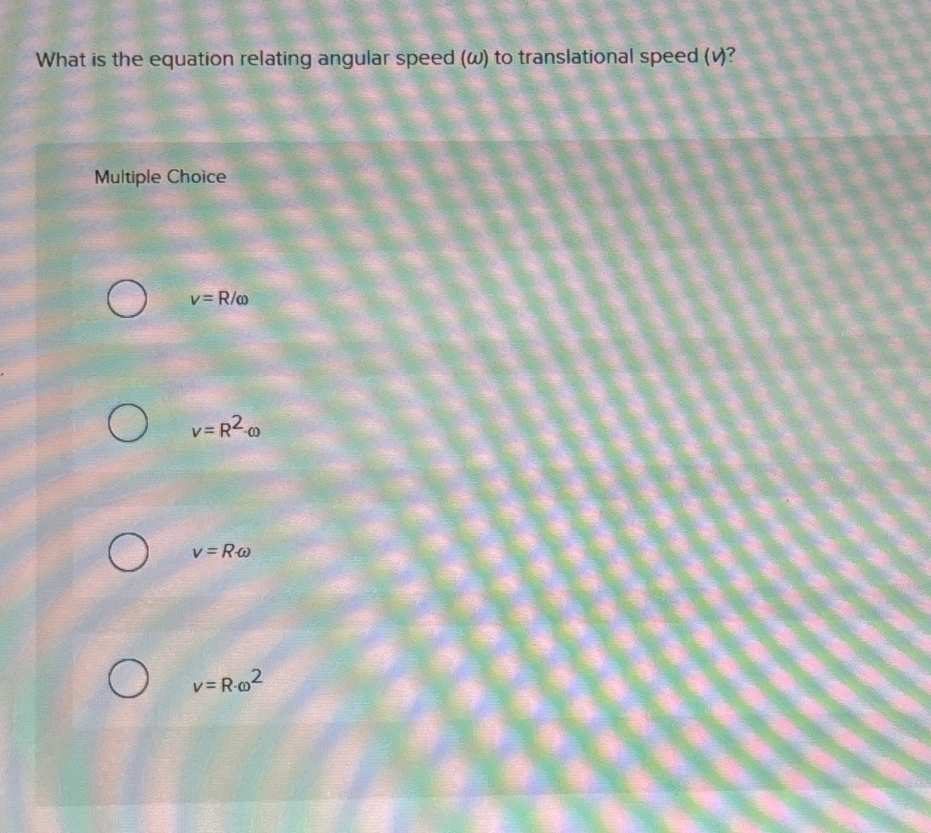 What is the equation relating angular speed ( )