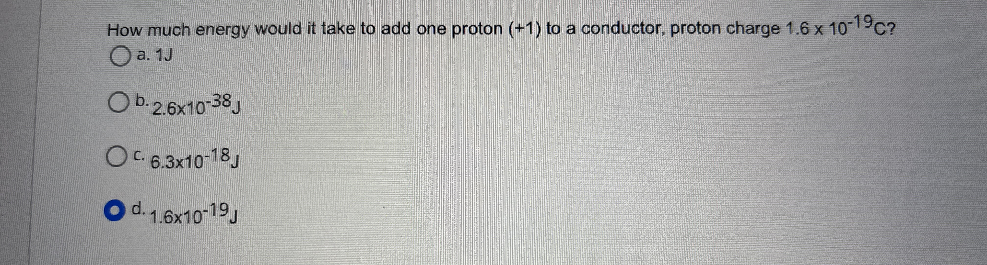 How much energy would it take to add one proton (