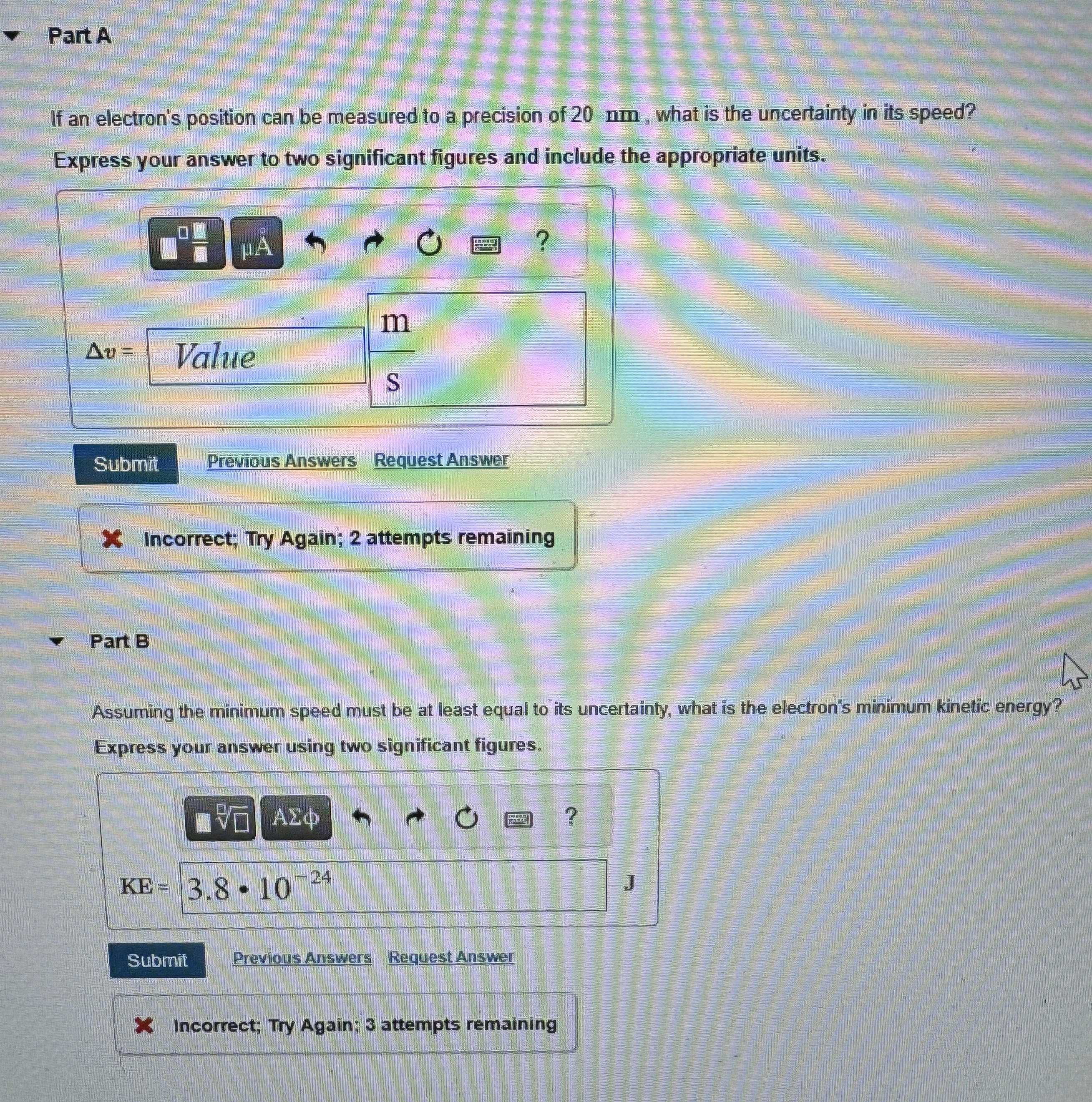 Part A If an electron's position can be measured