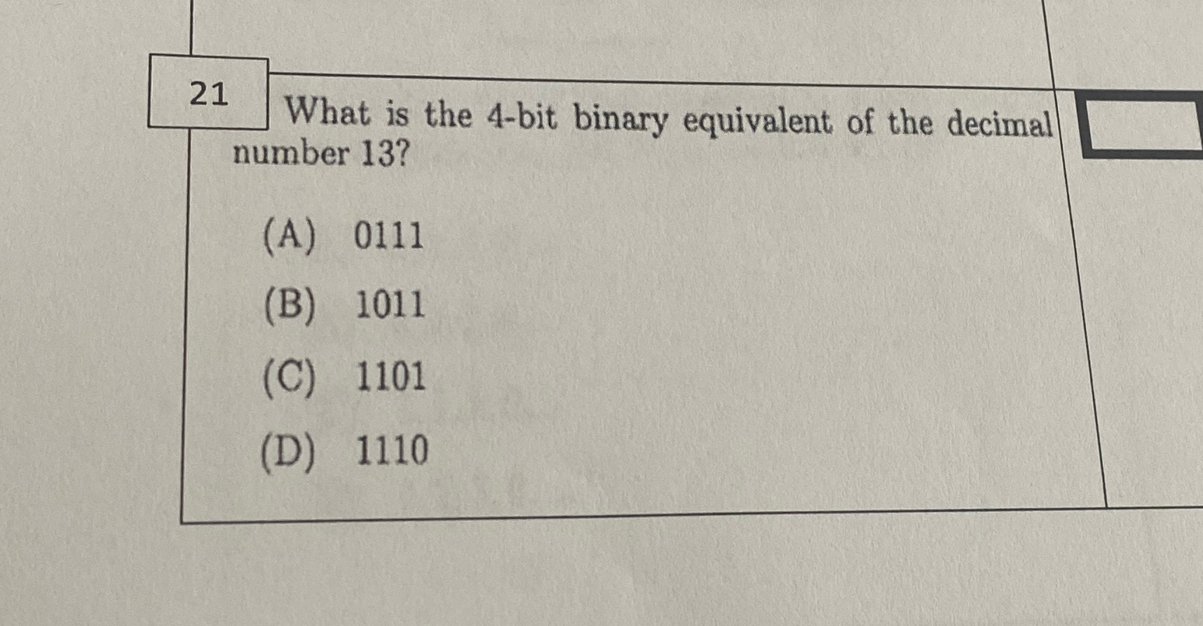 2 1 What is the 4 - bit binary equivalent of the