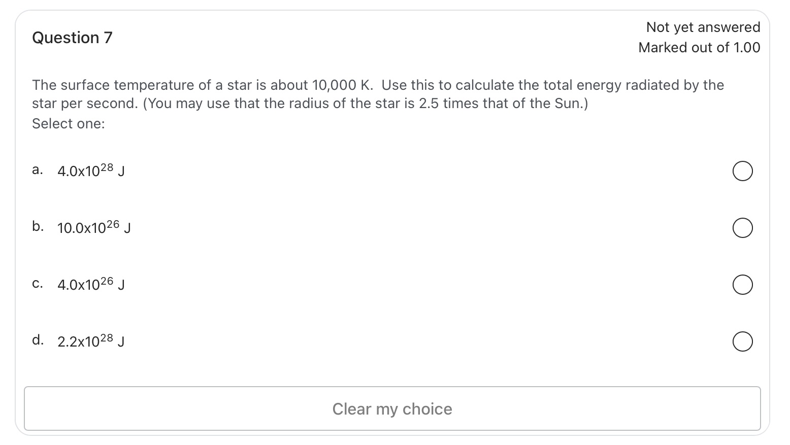 Question 7 Not yet answered Marked out of 1 . 0 0