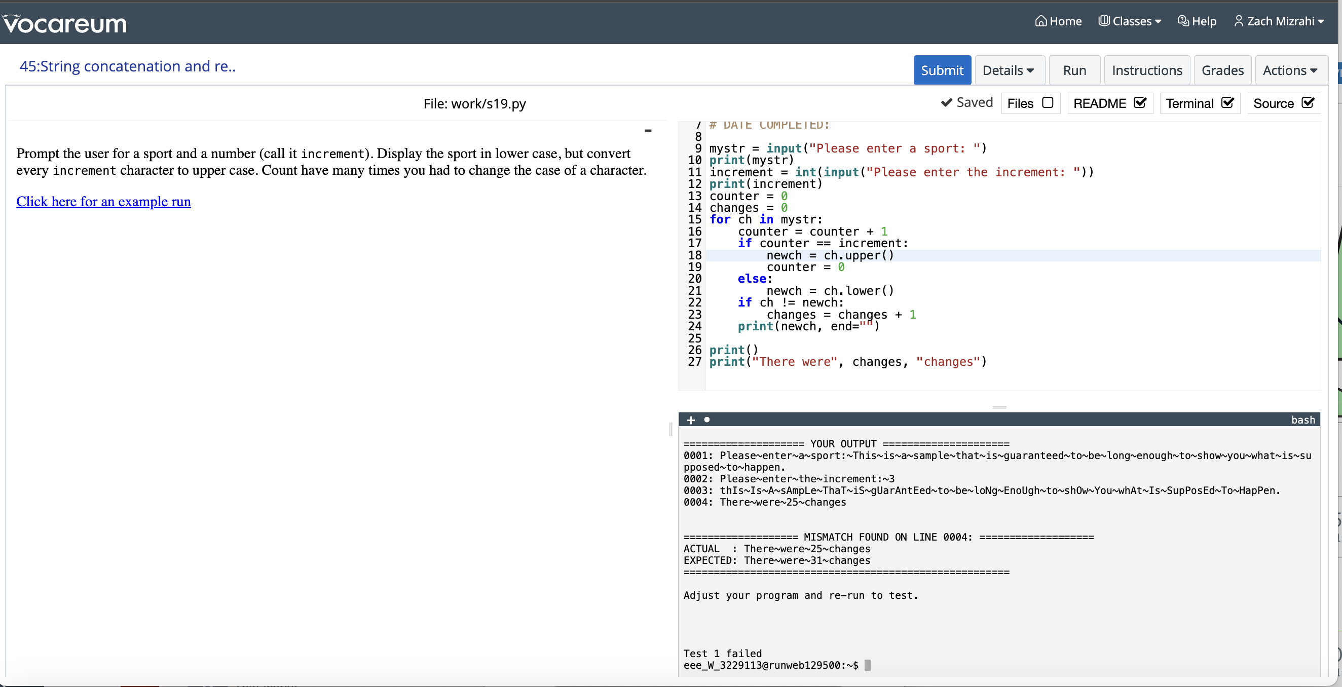 Prompt the user for a sport and a number ( call