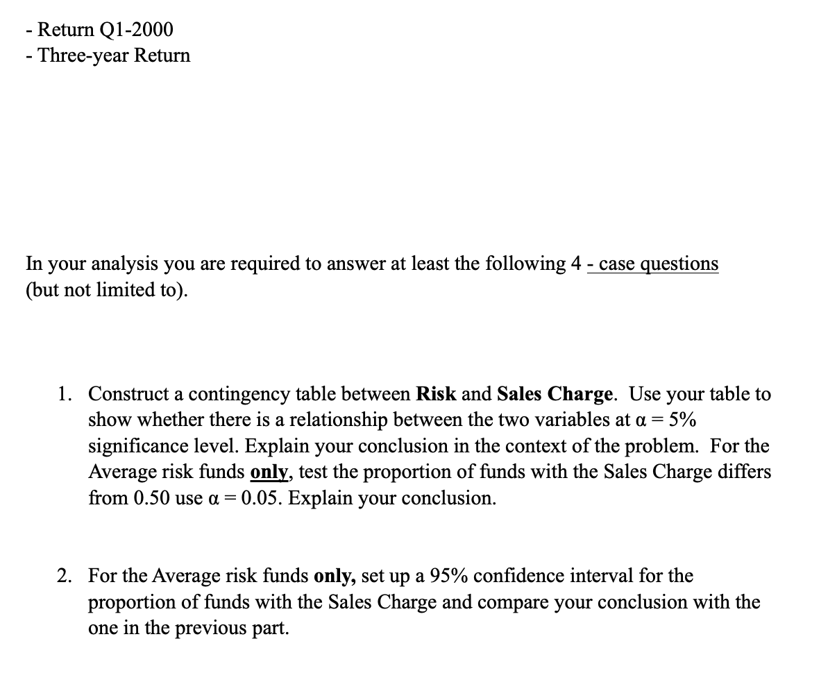 Inferential Statistics Using Mutual Funds