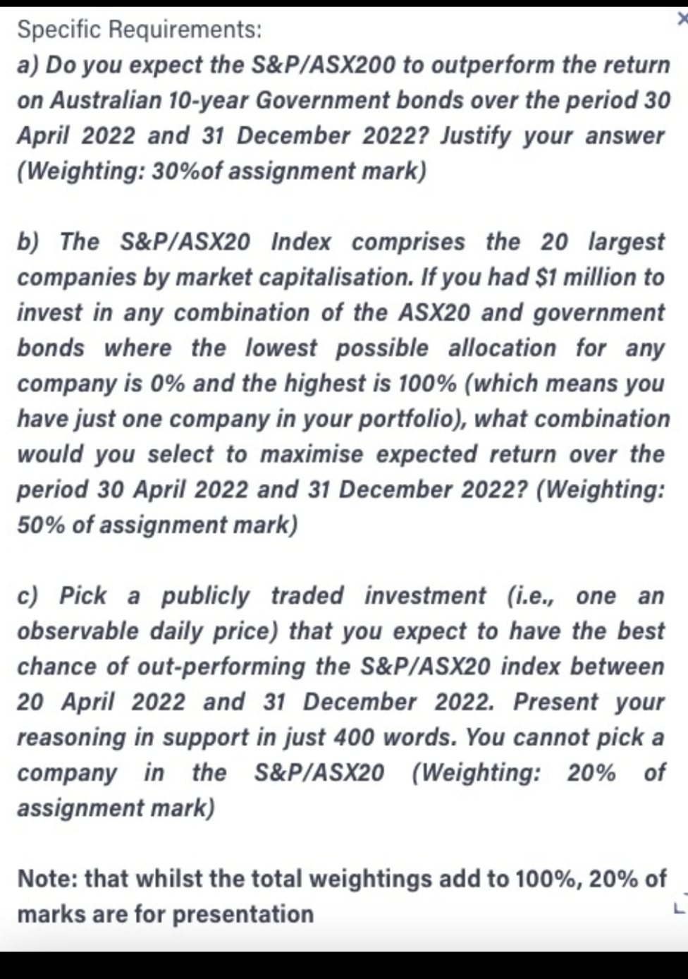 write clearly Specific Requirements: a) Do you