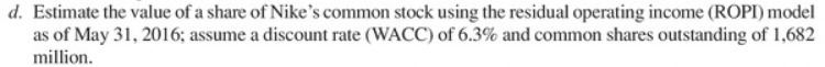d. Estimate the value of a share of Nike's