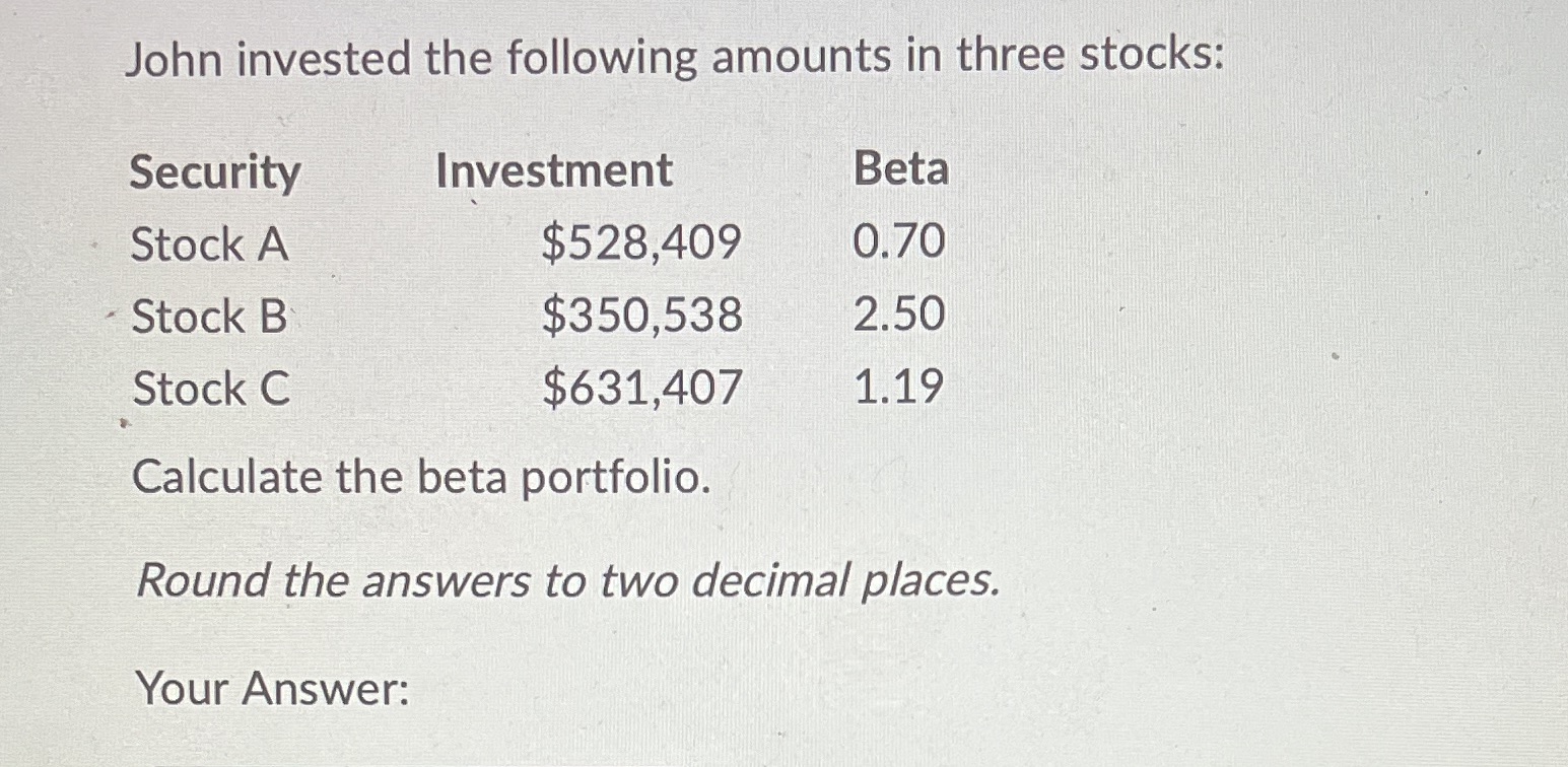 John invested the following amounts in three
