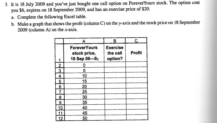 using excel and excel functions only, solve the