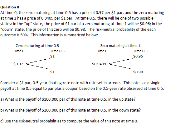 Question B At time 0, the zero maturing at time