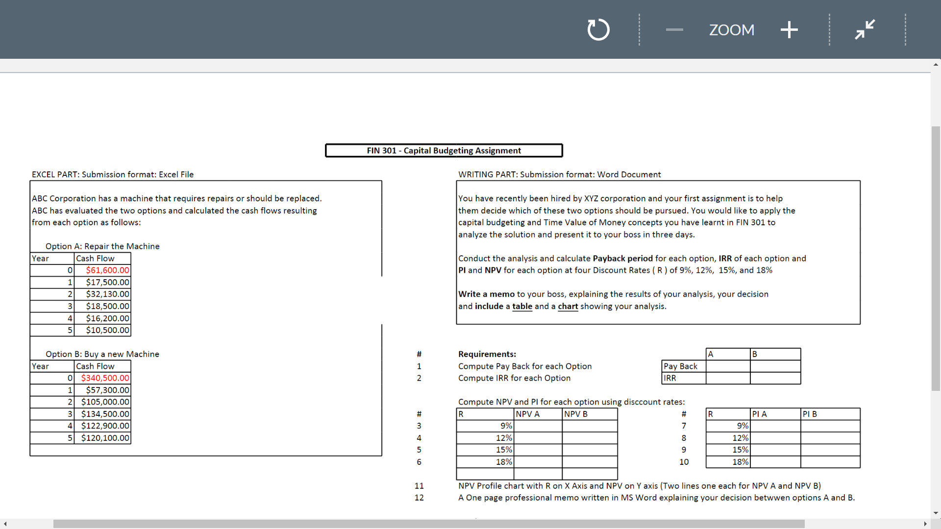 3 Assignment EXCEL PART: Submission format: Excel