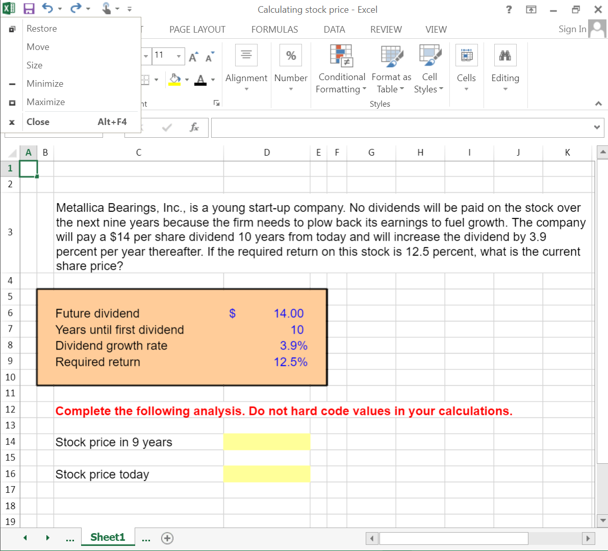 E '3 ' 0' 3' = Calculating stock